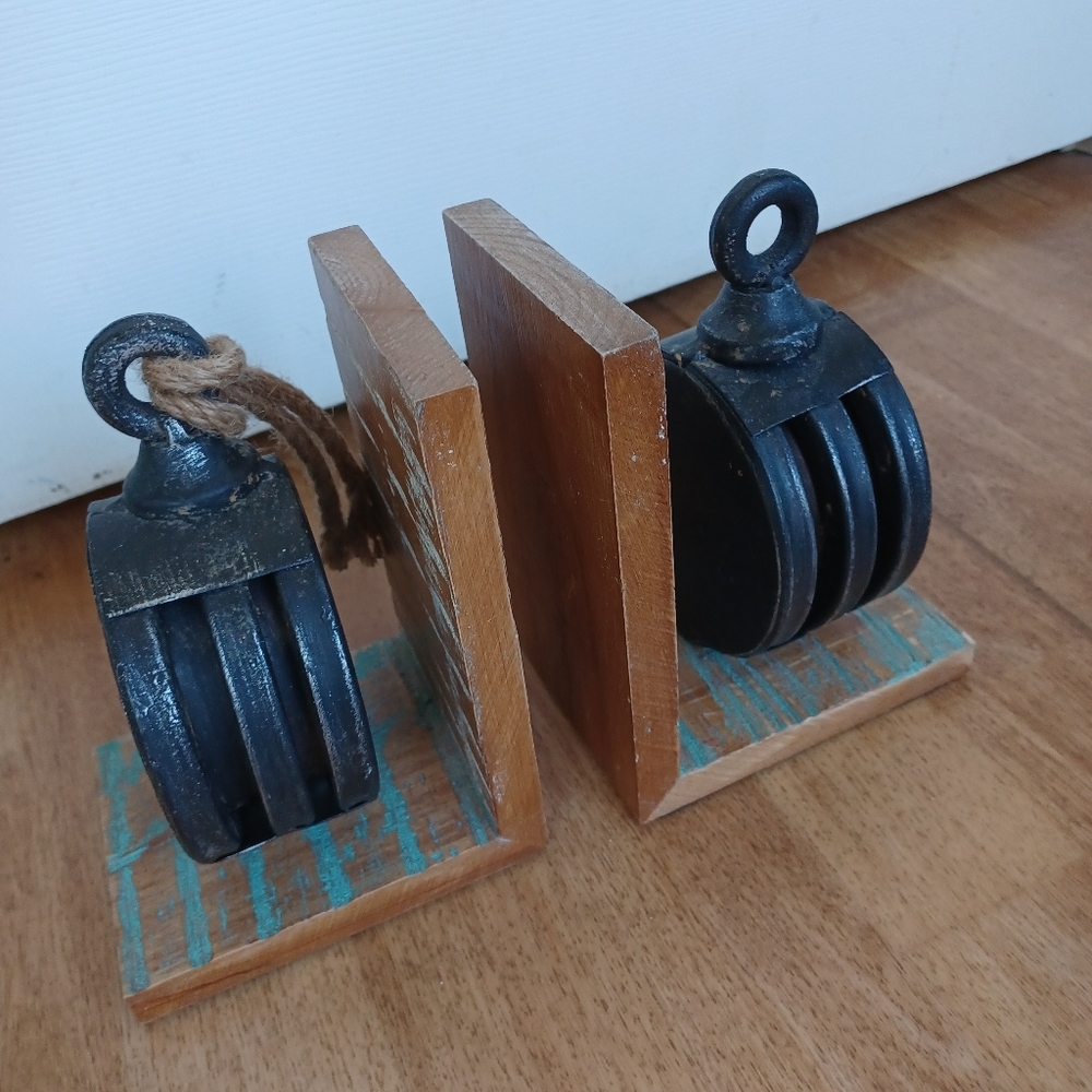 Book ends wood and metal home decor